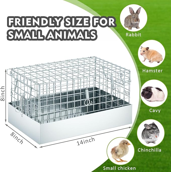 DoubleFill 14 x 8 x 8 Inch 1 Hole Folding Guinea Pig Carrier Chinchilla Carrier Portable Hamster Travel Cage with Tray Handle for Rabbit Chick Bird Small Animal Transport Temporary Housing Pet Habitat