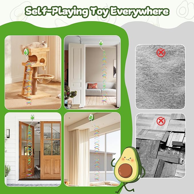 Interactive Cat Toys for Indoor Cats,Electric Flying Bird & Mouse Wand Teaser, Automatic Hanging Door Frame Chase/Hunt/Exercise Stimulate String Cat Toy for Bored Indoor Adult & Kitten