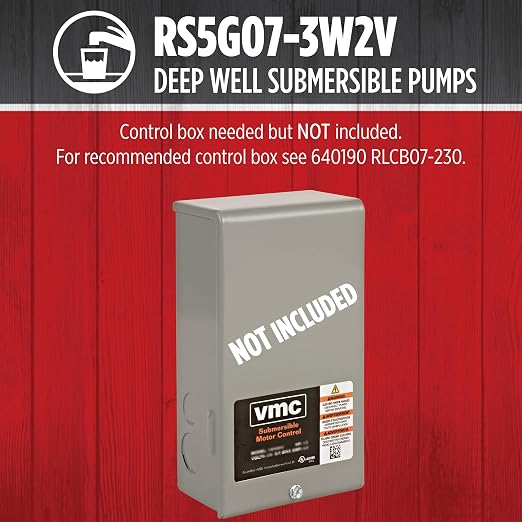 Red Lion RS5G07-3W2V Submersible Well Pump, 3/4 HP, 3-Wire, 230V, 5 GPM | Fits 4" wells, Dependable performance for depths to 320', Steel case/ steel discharge, Control Box Sold Separately, 14942374