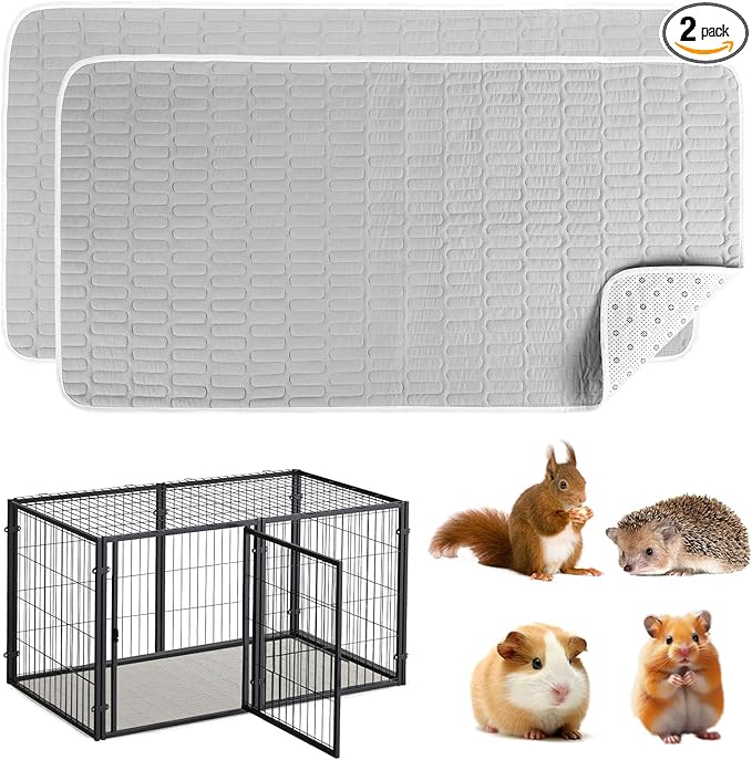 UPINS 2-Piece Guinea Pig Pee Pads, 47 X24 Inches Guinea Pig Cage Liner Reusable Guinea Pig Mat for Small Animals Hamster Rabbit Squirrel
