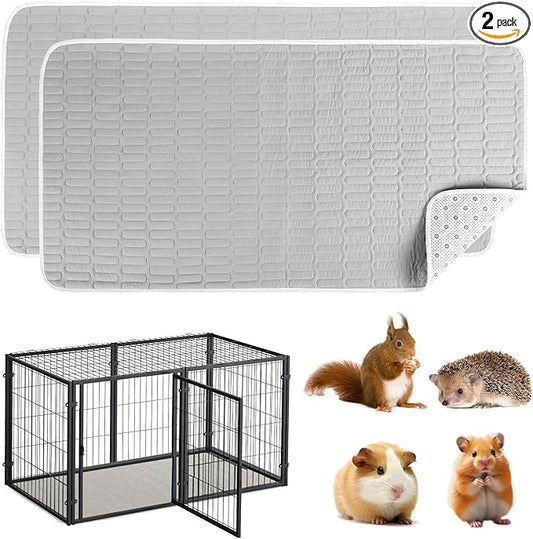 UPINS 2-Piece Guinea Pig Pee Pads, 47 X24 Inches Guinea Pig Cage Liner Reusable Guinea Pig Mat for Small Animals Hamster Rabbit Squirrel
