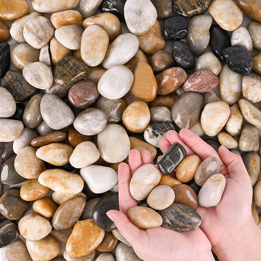 River Rocks for Plants 11.25 LB Small Decorative Pebbles 1"-1.5" Polished Stones Smooth Aquarium Gravel for Fish Tank Vases Indoor Planters Outdoor Landscaping Garden (180oz)