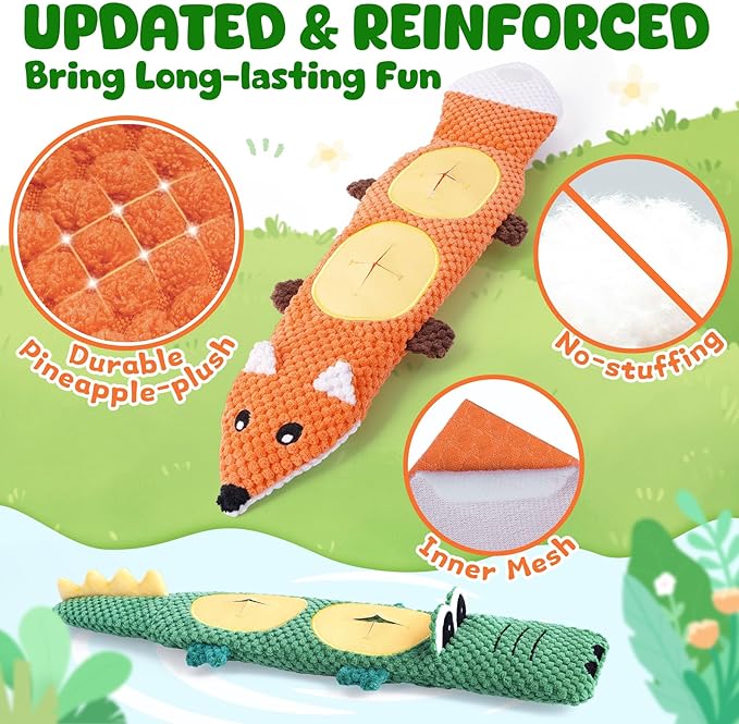 XIUGOAL Dog Toys for Aggressive Chewers, 2 Pack No Stuffing Dog Toys for Boredom and Teething, Squeaky Chew Toy for Small, Medium Breed to Keep Them Busy