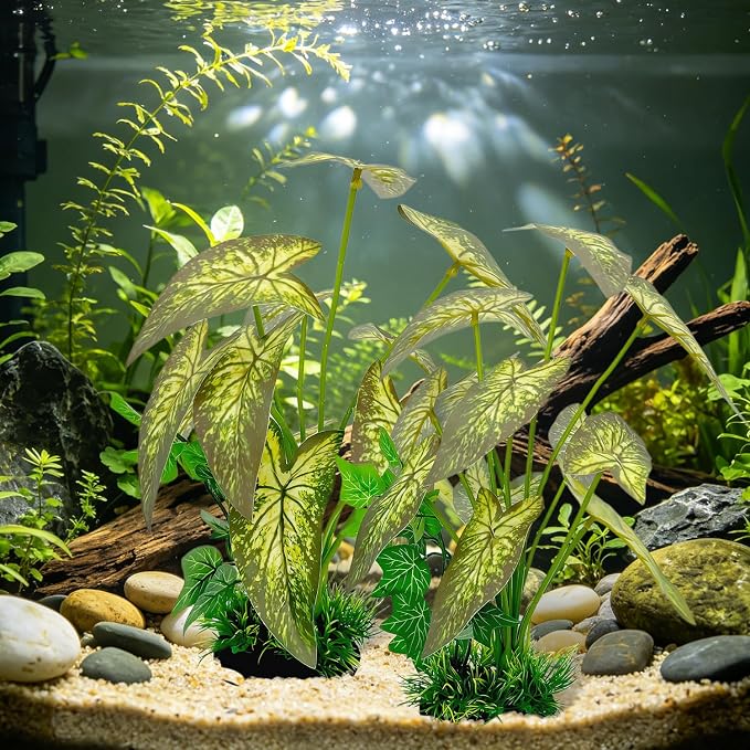 Silk Aquarium Plants 2-Pack 11.8" Tall | Soft Silk Plants for Fish Tank, Artificial Decoration for Fish Habitats, Safe for All Fish (Green)