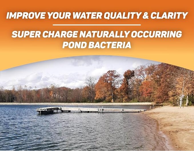 Crystal Blue Pond Booster - Blue Pond Dye & Natural Pond Cleaner Combo - Treats up to 1 Acre - Crystal Blue Water While Reducing Muck & Sludge - 1 Gallon