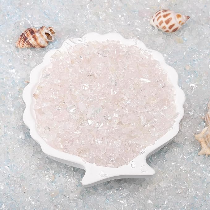 1LB Crystal Chips Stone Clear Quartz 3-5mm Mini Decorative Rock | Crushed Crystal Quartz Bulk,Irregular Polished Rocks for Fish Tank,Vases Filler,Succulent Plants Decor,Aquarium Gravel Rocks
