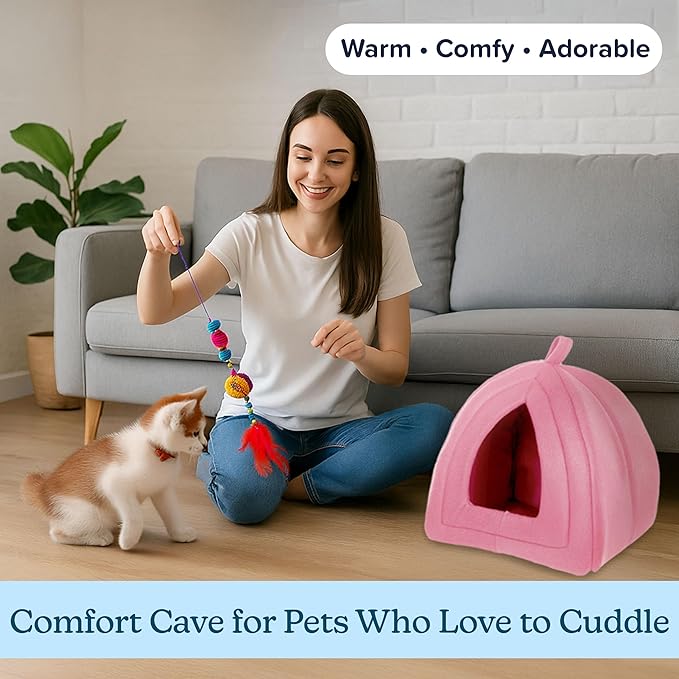 Cat House - Indoor Cat Bed with Removable Foam Cushion - Pet Tent for Kittens, Rabbits, Guinea Pigs, and Other Small Animals by PETMAKER
