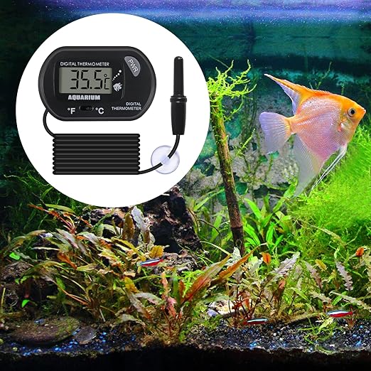 4Pack Aquarium Thermometer, Reptile Fish Tank Thermometer, Digital Thermometer, Terrarium Water Temperature Test, with Large LCD Display