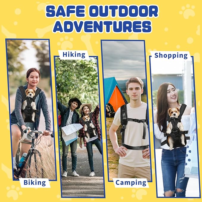 Dog Backpack Carrier, Legs Out Front Pet Carrier for Small Medium Dogs Cats up to 25lbs, Adjustable Breathable Hands-Free Puppy Carrier Backpack for Hiking, Cycling, Camping & Travel — S/M/L