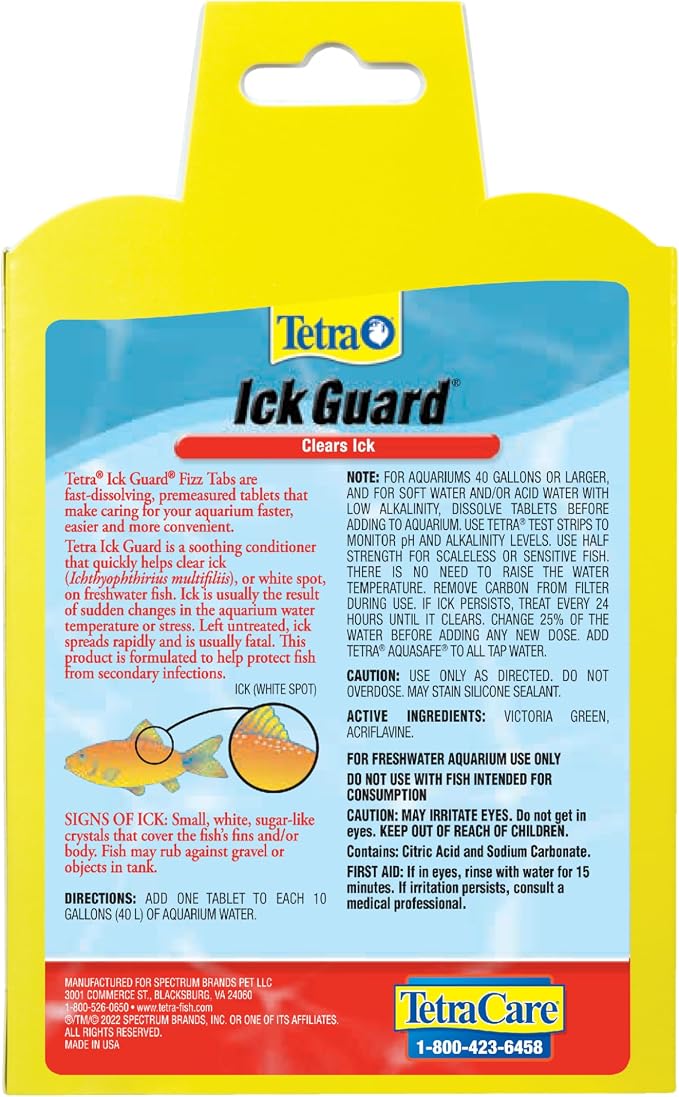 Tetra Ick Guard Conditioning Remedy for Fish, 8 Count | Clears Ick On Freshwater Fish, Prevents Secondary Infection, Easy-To-Use Fast-Dissolving Fizz Tabs, 1 Tab Treats 10 Gallons
