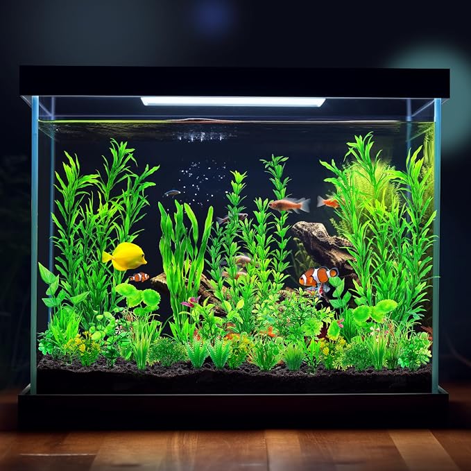 CousDUoBe 30pcs Fish Tank Accessories Aquarium Decorations Green Plants, Fish Tank Decor, Aquarium Decor Plastic Plants