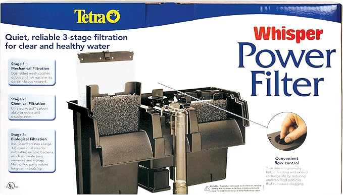 Tetra Whisper Power Filter 60 Gallons, Quiet 3-Stage Aquarium Filtration
