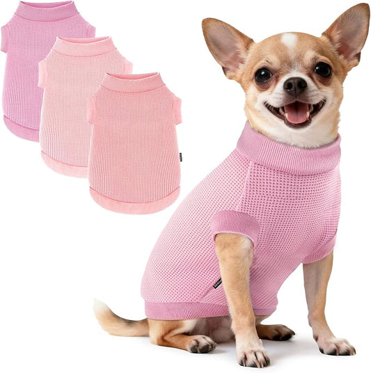 3 Pack Dog Shirt for Small Supplies Functional Waffle Dog Clothes Warm Soft Sweatshirt Outfit for Dogs Cats Pet Apparel
