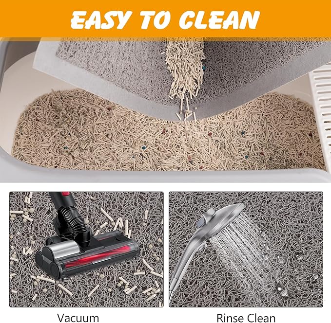 ondware Cat Litter Mat, 20x15 in Litters Box Mat Waterproof Non-Slip Easy to Clean Washable Trapping Mat for Kitty(Gray)