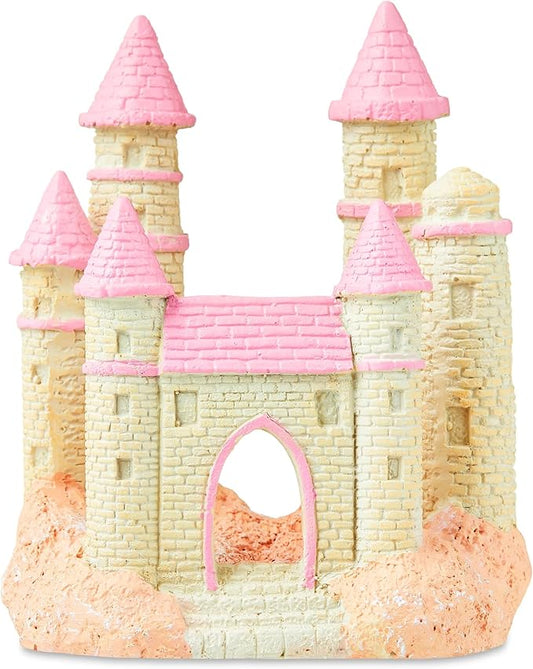 Aquarium Princess Castle Decoration - 4.09" x 3.14" x 5.03" Resin Castle Hideout, for Fish Tank and Aquarium Decoration