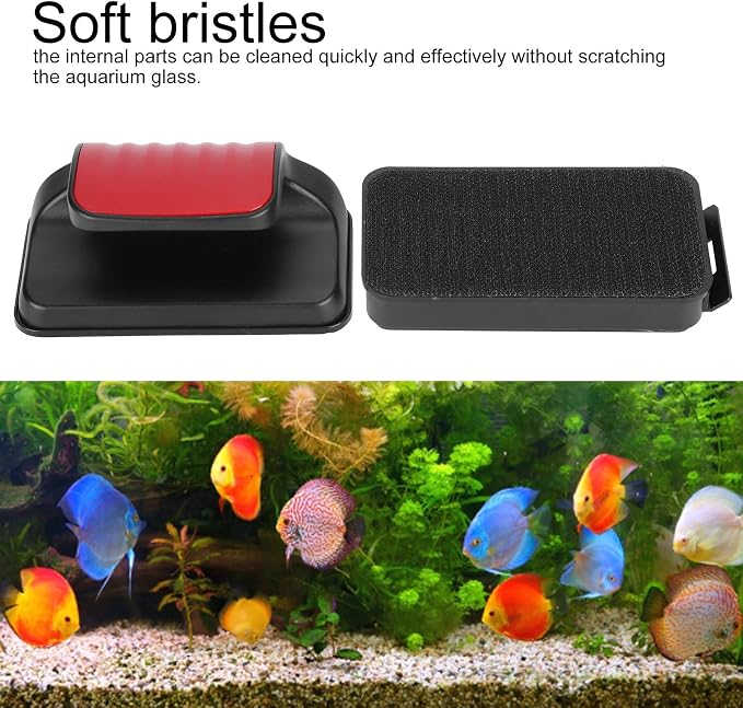 Fish Tank Cleaner, Magnetic Fish Tank Brush Double‑Sided Floating Aquarium Glass Cleaner with Algae Scraper Scratch‑Free(S)