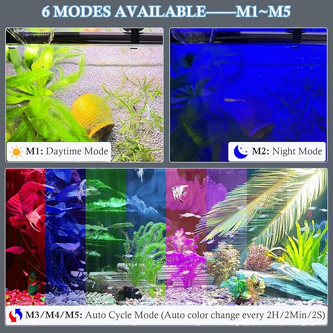 FEDOUR 22.8in Submersible Aquarium LED Light, 24/7 Mode Aquarium Lights with Full Spectrum RGBW LEDs, IP68 Waterproof Fish Tank Light with Dimming, Timming and Color Adjustable