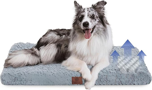 American Kennel Club Orthopedic Memory Foam Dog Crate Mat, Egg Crate Foam Cushion, Washable Cover, Non-Slip Base, Eases Joint Pain, Breathable, Durable, 36x23, Gray