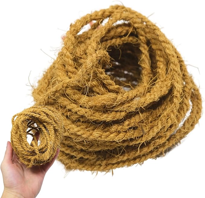 Bonka Bird Toys 3855 Natural Coconut Fiber 30' Rope, Parrot Bird Toy DIY Projects Craft, Amazon, Macaw, African Grey, and Similar