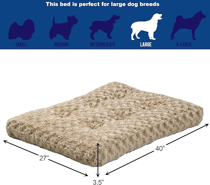 MidWest Homes for Pets Large QuietTime Deluxe Mocha Ombre Swirl Plush Pet Bed, Machine Washable, Non-Skid Bottom, Soft Crate Mat for 42-inch Crates