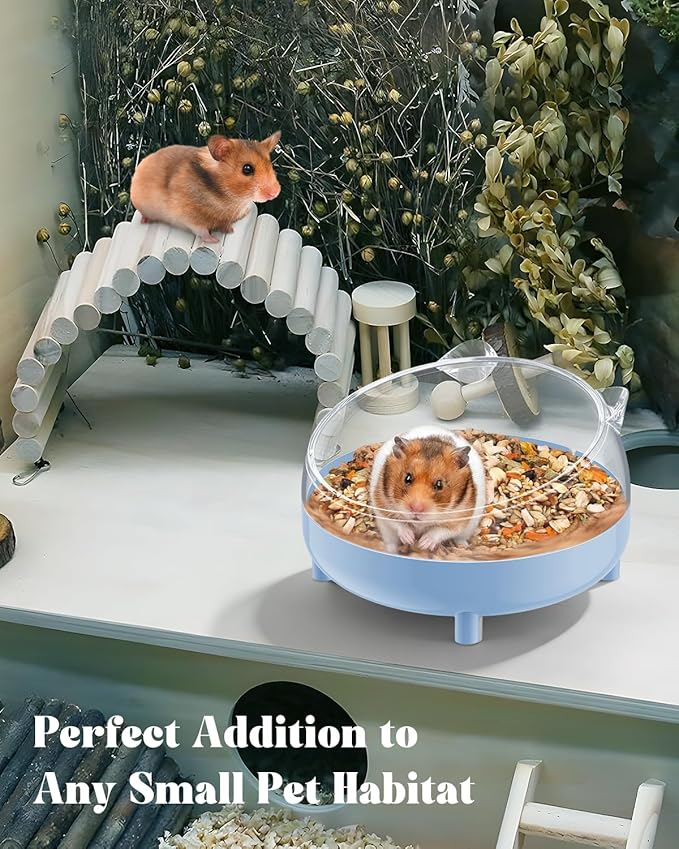 Pawfly Hamster Sand Bath Container, Hamster Sand Bath Box, Hamster Bathtub, Hamster Bathroom, Hamster Toilet, Plastic Dust Bath for Dwarf Hamsters, Syrian Hamsters, Mice, Gerbils & Small Animal, Blue