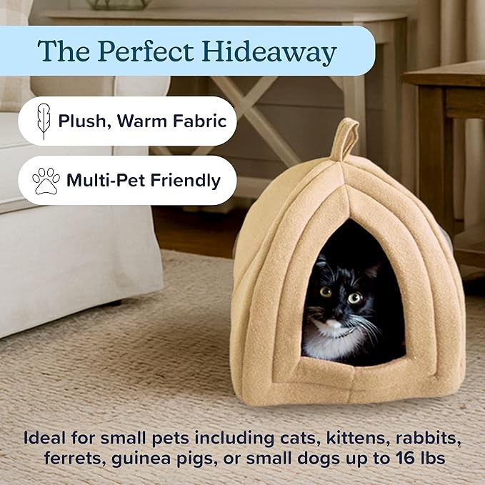 Cat House - Indoor Cat Bed with Removable Foam Cushion - Pet Tent for Kittens, Rabbits, Guinea Pigs, and Other Small Animals by PETMAKER