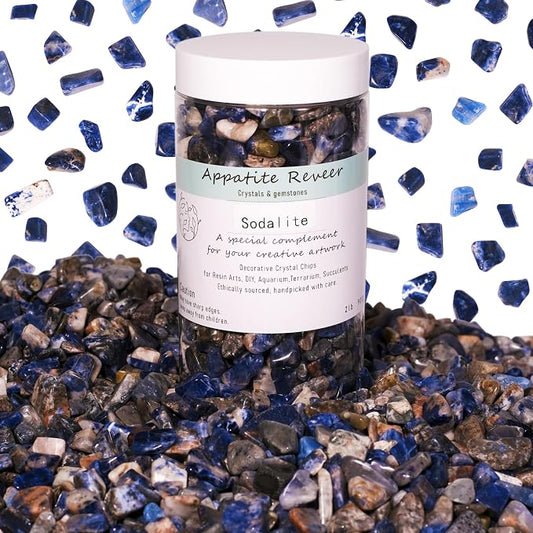 Natural Sodalite Crystal Chips Bulk 2lbs (1200+ Pieces), 8-15mm Blue Polished Gemstone Chips for Jewelry Making, Aquarium Gravel, Succulent Plant Decor & DIY Crafts