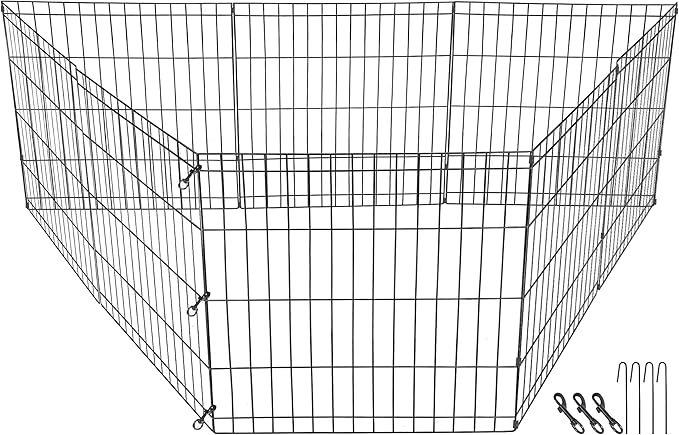 Pet Playpen 8 Panels Foldable Metal Exercise Pen Animal Exercise Dog Fence Indoor Outdoor for Medium/Small Animals (24" H)