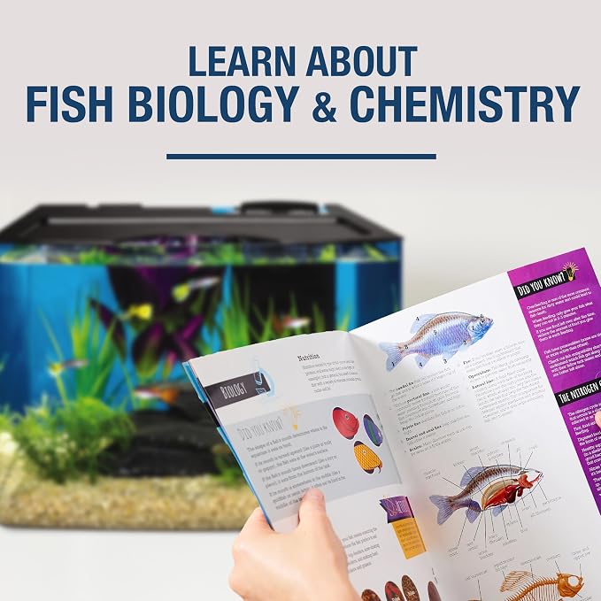 Tetra Crescent STEM 3 Gallon Fish Tank Kit | Aquarium Kit Includes STEM Activity Booklet, White LEDs, 3 Gal Curved Tank, Filter & Cartridge, Test Strips, Thermometer