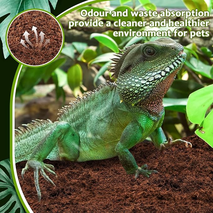 Riare 4 Pack Natural Coconut Fiber Substrate, Coco Coir Reptile Bedding | Coconut Husk Reptile Substrate for Tortoises, Hermit Crabs, Snakes, Bearded Dragon, Geckos, Reptile Enclosure/Terrarium Setup