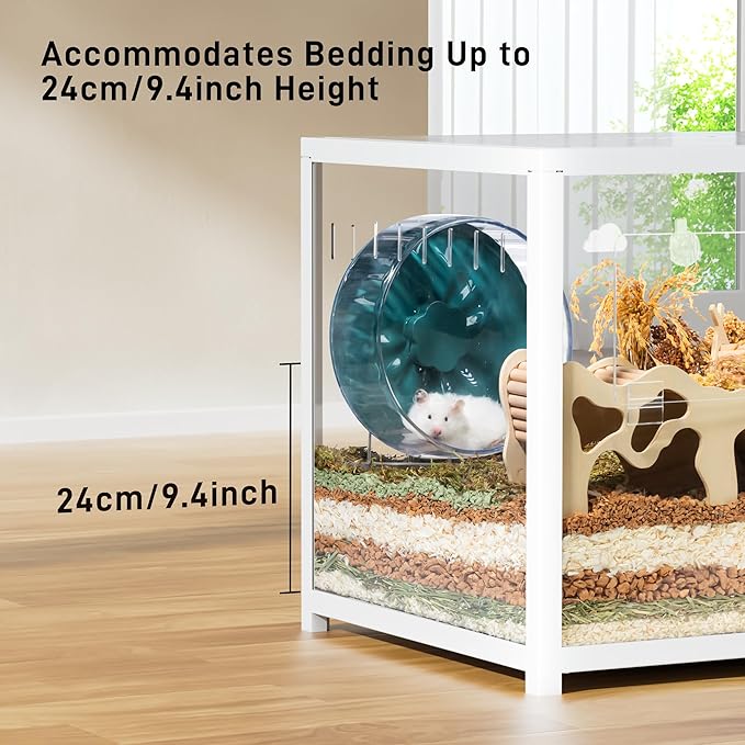 BUCATSTATE Hamster Cage Metal 2.0 - Large Hamster Enclosure Stackable with Top Access Easy Assemble 39.3L*19.7W*20.6H Inches Dwarf Syrian Hamster Tank for Gerbil, Mouse, Rat (774sq inch White)