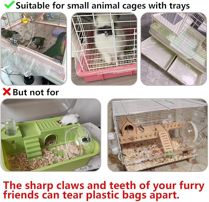 Tfwadmx 50 Pcs Disposable Rabbit Cage Liner, 27"x19" Clear Plastic Bunny Cage Tray Liners,Guinea Pig Toilet Film Liner Bag for Ferret,Hamster,Hedgehog,Birds and Small Animals