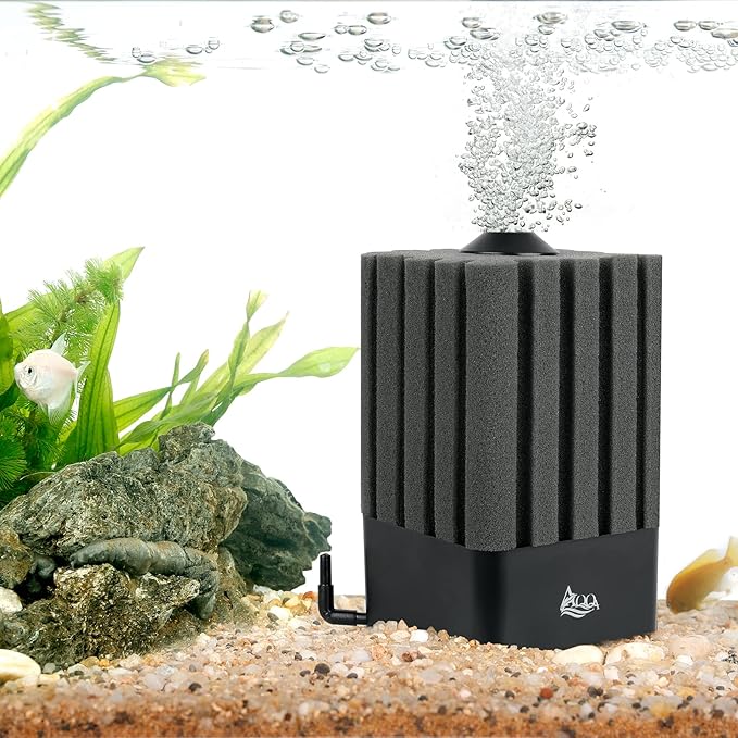 AQQA Aquarium Air-Powered Sponge Filter & Aquarium Air Pump with Full Set of Accessories AQ046&AQ115