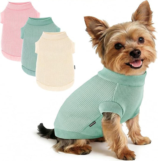 3 Pack Dog Shirt for Small Supplies Functional Waffle Dog Clothes Warm Soft Sweatshirt Outfit for Dogs Cats Pet Apparel