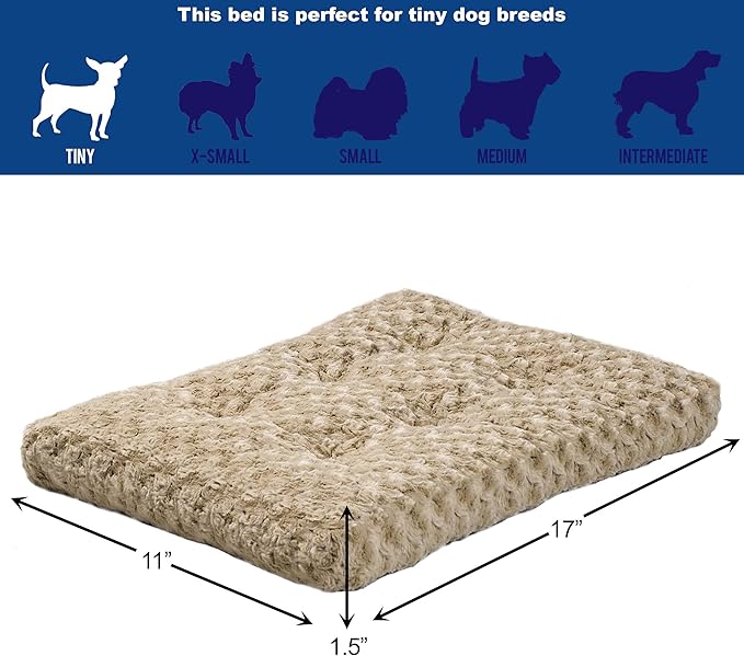 MidWest Homes for Pets XXS QuietTime Deluxe Mocha Ombre Swirl Plush Pet Bed, Machine Washable, Non-Skid Bottom, Soft Crate Mat for 18-inch Crates