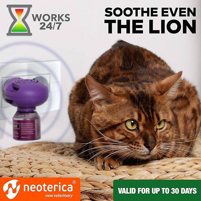 Calming Cat Diffuser Refill & Anti Anxiety Pet Products - Feline Calm Pheromones & Cats Comfort - Stress Relief with New Zone, Fighting with Dogs & Behavior Control (2 Refills (Diffuser not included()