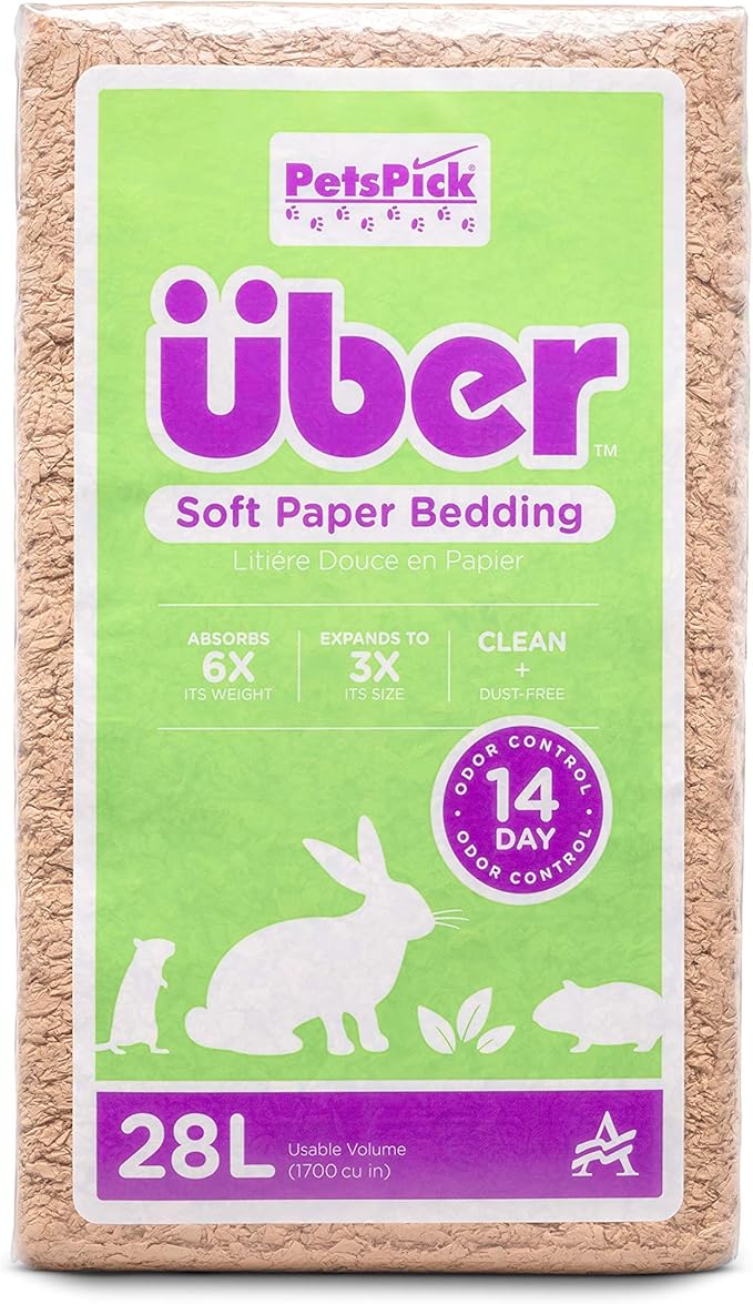 PETSPICK Uber Soft Paper Pet Bedding for Small Animals, Natural, 28L