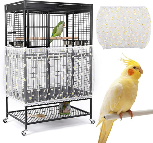 Universal Bird Cage Seed Catcher, Nylon Mesh Stretchy Skirt Bird Cage Net for Round Square Cages, Feather Debris Containment, Airy Soft Cover
