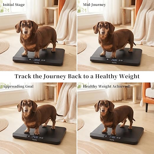YauYik Digital Pet Scale for Accurate Weighing - Baby Scales,Ideal for Small Pets, Puppies, Kittens and Cats with Non-Slip Mat - LED Display with Hold Function, Measures Up to 40kg（Batteries Included）