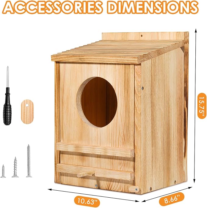 Barn Owl House, Owl Nesting Box for Outside, Wooden Screech Owls Nesting Box, Caliber Round Hollow Outdoor Bird's Boxes, Suitable for Wildlife Screech, Barred, Great Horned,Barn