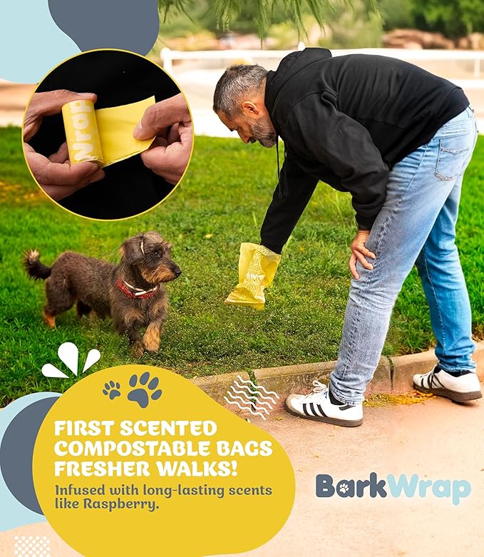 Biodegradable Compostable Dog Poop Bags Rolls – 240 Raspberry Scented Bag Extra Thick Plant Based Leak-Proof Dog Waste Bags, Easy Open, Certified Home Compostable Earth Friendly 10% To Charity