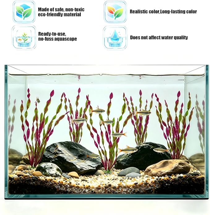 10 Pcs Artificial Aquarium Plants, Plastic Aquatic Plant Decor for Fish Tank, Stream Tank, Aquarium Landscape Decoration (30cmhd-GR)