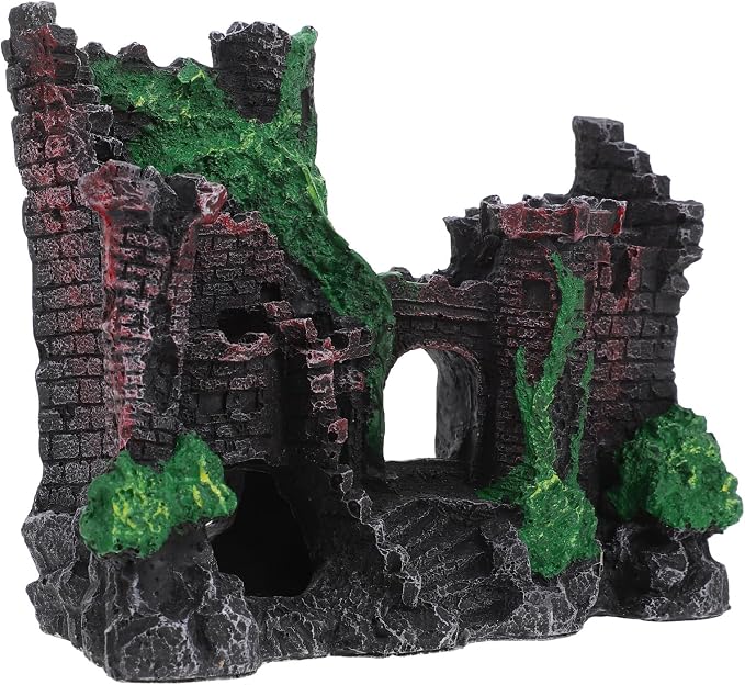 Aquarium Castle Decoration Resin Hideout for Fish Tanks Decorative Piece | Stone Cave House, Classical Beauty, Fine Craftsmanship, Versatile Compatibility