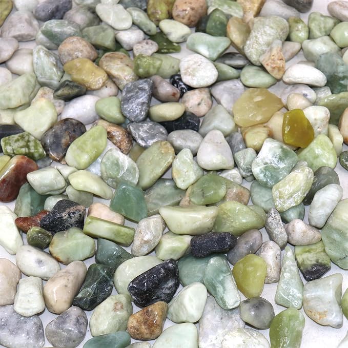 Green Jade Polished Rocks for Plants, Decorative Pebbles, 0.5-1 Inch, 18lb