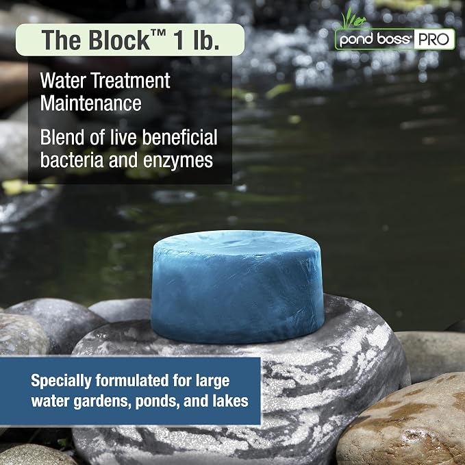 pond boss® PRO The Block –Sludge Remover & Odor Eliminator – Beneficial Bacteria Treatment for Lakes & Large Ponds, Clears Cloudy or Discolored Water, 1 lb Treats 1 Acre-Foot, 325,000 Gallons