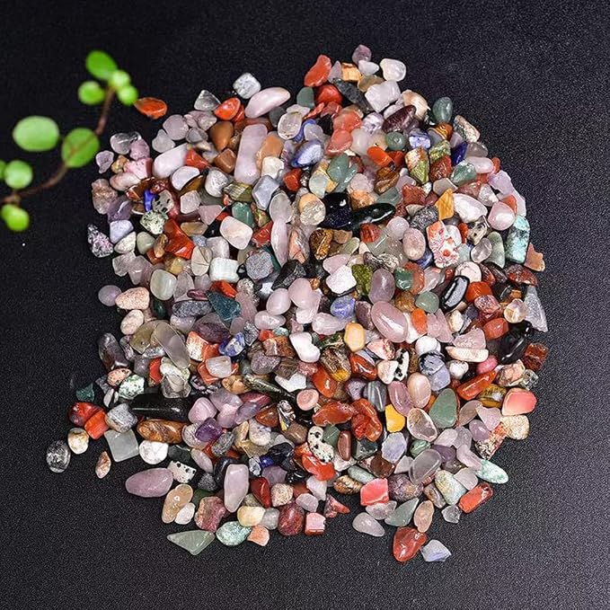 Erliway Natural Colorful Quartz Tumbled Chips Crushed Crystal Stone, 7-9mm | Polished Healing Crystal Chips Healing Reiki Crystal Jewelry Making Home Decoration, Aquarium, Vase Fillers, Plants Décor
