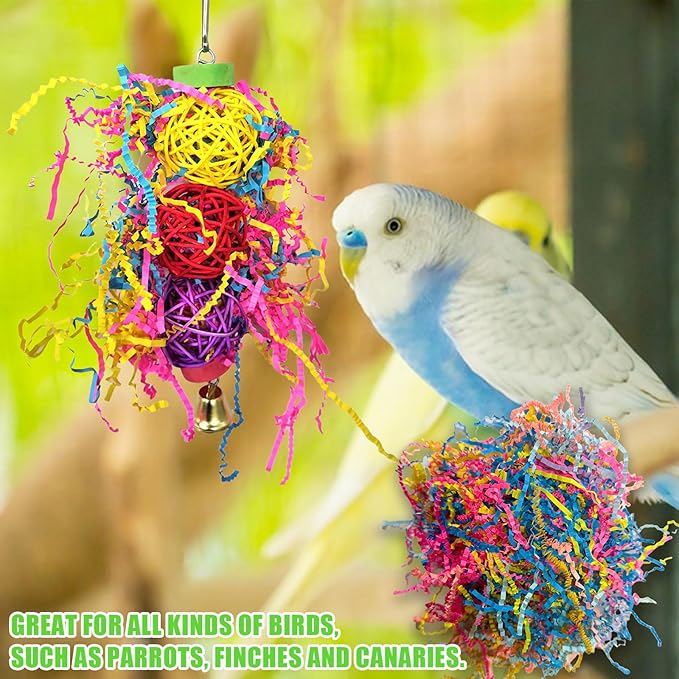 40g Bird Toys Supplement, Colorful Shred Paper Parrot Foraging Toy Refill, Bird Shredded Paper Toys for Parrot Conure Chewing Gift Wrapping