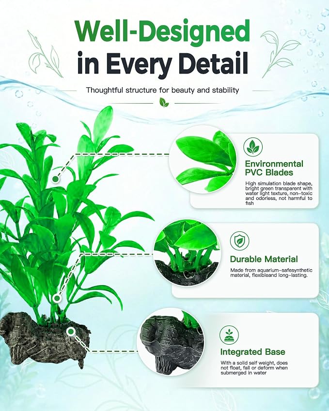 6pcs Artificial Aquarium Plastic Plants Betta Fish Tank Foreground Decor | Aquarium Silk Plants for Betta Fish Tank Plastic Aquatic Water Grass Foreground Decor Fish Tank Decorations