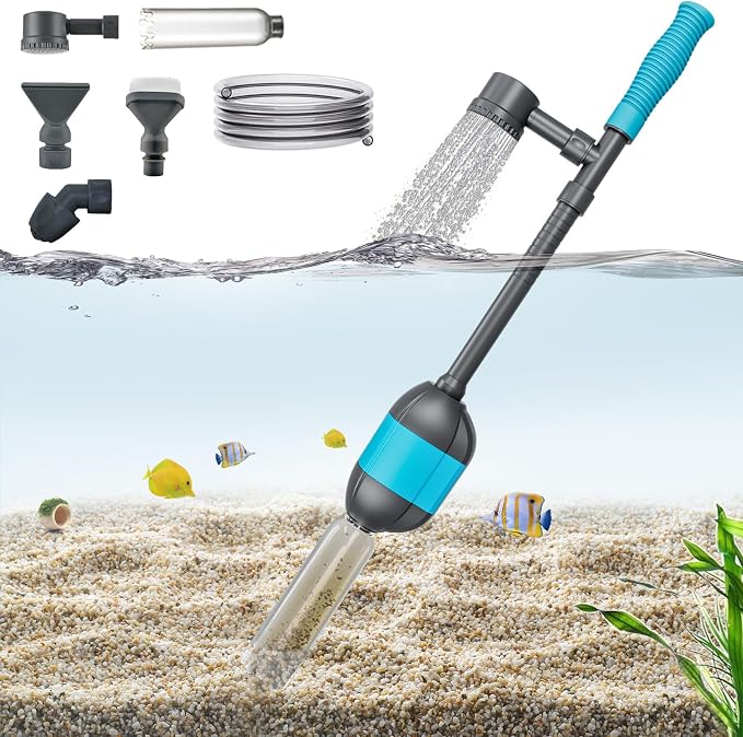 Carefree Fish 30W Electric Aquarium Gravel Vacuum Automatic Fish Tank Water Changer Cleaning Sand Powered Siphon Cleaner with 6Ft Hose Heavy Duty Pump 2.2Lb (for 25Gal~800Gal Tank)
