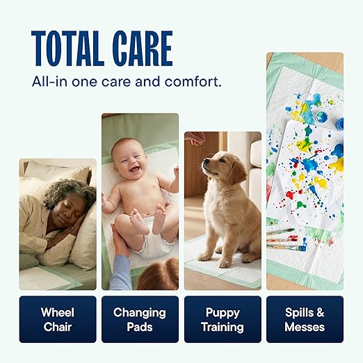 Chucks Pads Disposable [50-Pack] Underpads 23x36 Incontinence Chux Pads Absorbent Fluff Protective Bed Pads, Pee Pads for Babies, Kids, Adults & Elderly | Puppy Pads Large for Training Leak Proof
